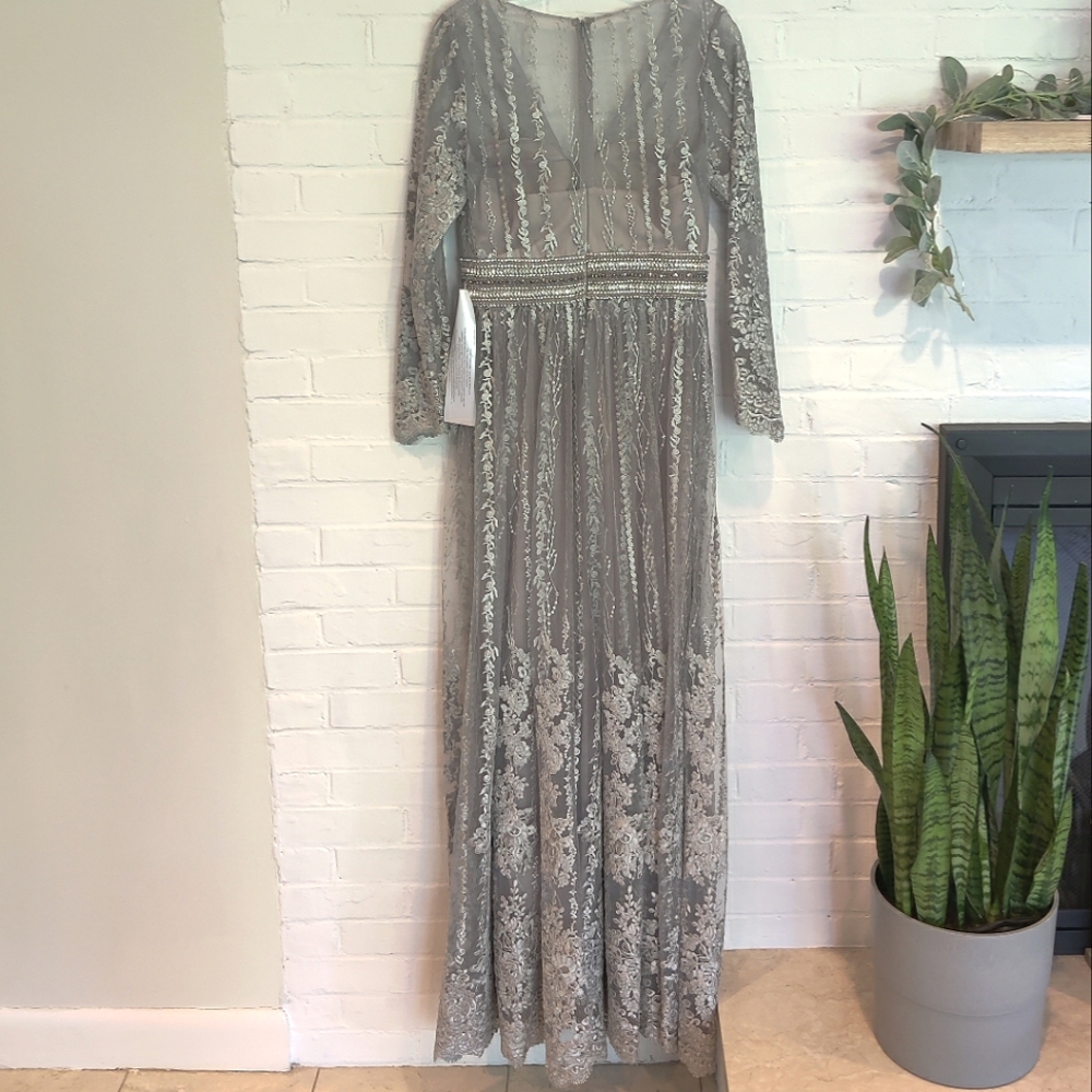 MAC DUGGAL Floral Embroidered Long Sleeve Gown - Picture 7 of 10